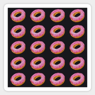 Watercolor donuts pattern - pink and black background Magnet